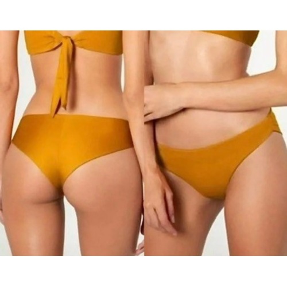 Agua Bendita Lola Solids Bikini Swim Bottom XL Mustard Vacation Beach Coastal
